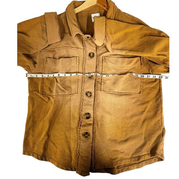 Nordstrom Rack Kensie Oversized Brown Raw Edge Button Front Shacket Size Large - Picture 5 of 13